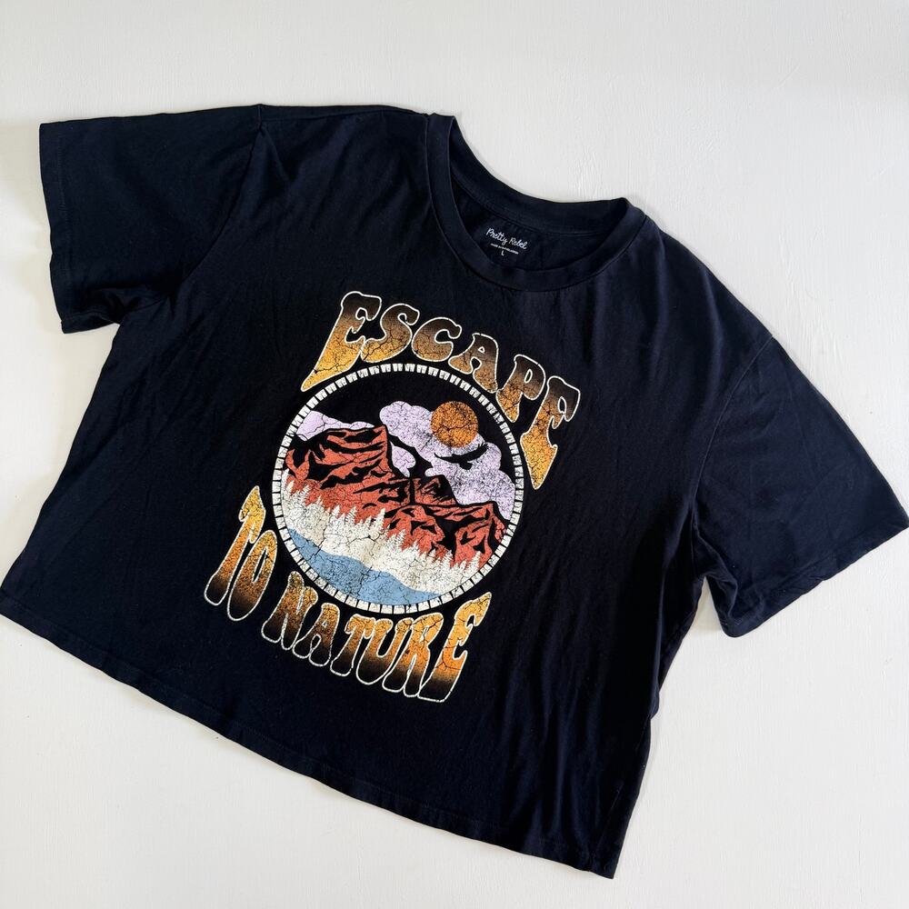 Pretty Rebel Escape to Nature Crop Skimmer Graphic Nature Core Retro Tee Large